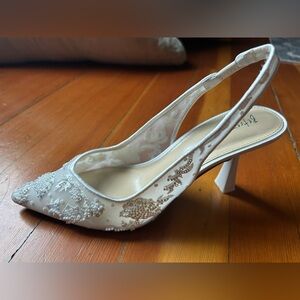 Betsey Johnson Nikki Ivory Slingback beaded Heels